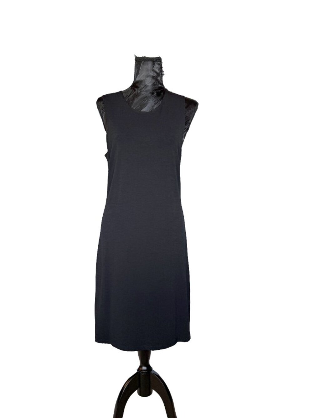 Vintage J.Crew Minimalist Black Sleeveless Midi Dress - Size M USA Made